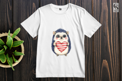 Cute Hedgehog Patriotic Heart Watercolor Clipart PNG Product Image 3