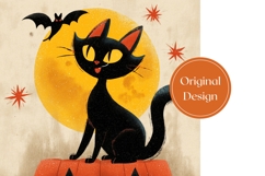 Vintage Halloween Black Cat Tumbler, Halloween Bats Tumbler Product Image 3
