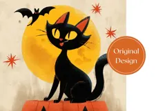 Vintage Halloween Black Cat Tumbler, Halloween Bats Tumbler Product Image 3
