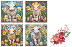 Stained Glass Lamb Sublimation, Easter Lamb Coaster Product Image 3