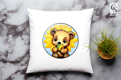 Cute Bear Sunflower Clipart Sublimation PNG Product Image 3