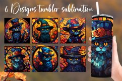 Cat Stained Glass Tumbler Sublimation Design PNG I Halloween Product Image 1