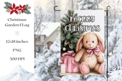 Cartoon Christmas Bunny Garden Flag Sublimation Product Image 1