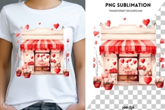 Watercolor Valentine shop png design for T-shirts Product Image 3