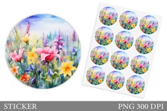 Wildflowers Sticker Design. Floral Sticker Template Product Image 1