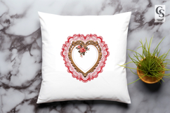 Floral Lace Heart Frame Design Clipart Sublimation PNG Product Image 3