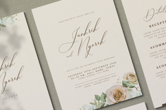 vintage wedding invitation card with roses watercolor Product Image 3
