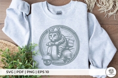 Cool Cat Rider on Classic Motorcycle Product Image 3