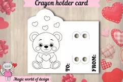 Valentine's Day Bear Coloring Card holder svg, hearts svg Product Image 2