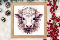 Beautiful Christmas Cow Clipart, Christmas Cow Clipart Product Image 3