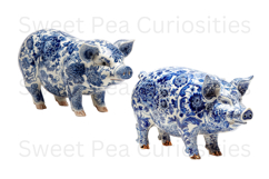 Blue Toile, Ephemera, PNG, Clipart, Junk Journal, flowers Product Image 3