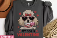 Dog Is My Valentine PNG, Coquette Valentines Day Sublimati Product Image 3