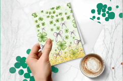 Watercolor Shamrocks and Bows Greeting Card PNG Sublimation Product Image 1