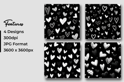 Black White Hearts Digital Paper Pattern Product Image 3