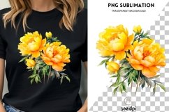 Yellow Peonies PNG Digital Download Botanical Floral Sticker Product Image 1