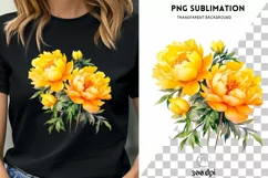 Yellow Peonies PNG Digital Download Botanical Floral Sticker Product Image 1