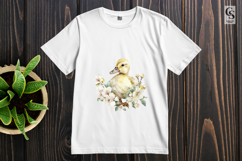 Watercolor Duckling With Flowers Clipart Sublimation PNG Product Image 2