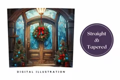 Christmas Tumbler Wrap, Christmas Wreath Sublimation Design Product Image 3