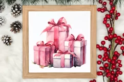 Pink Christmas gifts clipart sublimation, Christmas PNG Product Image 3