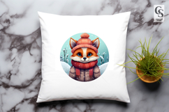 Cute Winter Fox Clipart Sublimation PNG Product Image 3