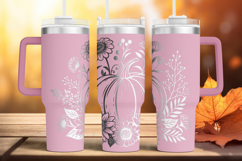 Tumbler laser svg| 40oz Tumbler Fall Floral Pumpkin Product Image 3