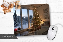 Cozy Christmas Living Room with Snowy Mouse Pad PNG Design Product Image 1
