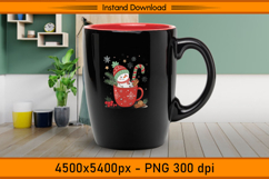 Cute Snowman in Red Cup with Candy Cane Christmas PNG Product Image 3
