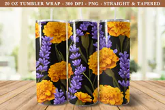 Lavender & Marigold Flower Tumbler Wrap | 20 oz tumbler wrap Product Image 1