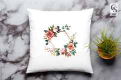 Watercolor Floral Wreath with Roses and Peonies Clipart Product Image 3