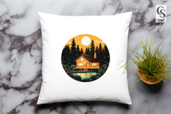 Cozy Cabin Landscape Clipart Sublimation PNG Product Image 3