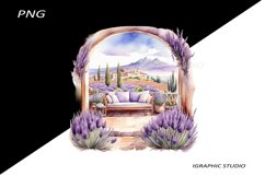Watercolor Lavender Porch Clipart Product Image 1