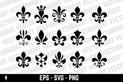 A black and white vector set of twelve fleur-de-lis icons. Product Image 3
