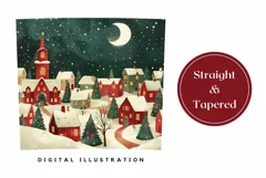 Cute Christmas Tumbler Wrap, Christmas Village Tumbler PNG Product Image 3