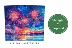 Fireworks Tumbler Wrap Design, Watercolor Tumbler Template Product Image 3