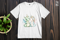 Cute Unicorn Dragon Friends Clipart Sublimation PNG Product Image 3