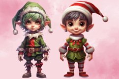 Christmas Elf Watercolor Clipart Bundle, Christmas PNG Product Image 4
