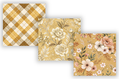 Mustard Toile Digital Paper Pack, Vintage Floral Toile Product Image 3