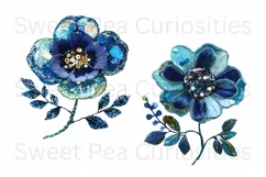 Sequin Flowers, Ephemera, PNG, watercolor, Clipart Product Image 3