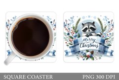 Christmas Raccoon Coaster. Christmas Coaster Sublimation Product Image 1