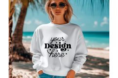 Gildan 18000 White summer Sweatshirt Mockup Product Image 1