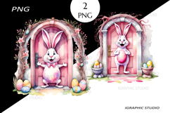 Pink Easter Bunny Clipart, Easter Egg Clipart Product Image 1