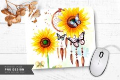 Sunflower Pastel Elegance Mouse Pad PNG Design Product Image 1