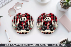 Panda Car Coaster Sublimation| Christmas Coaster PNG Product Image 1