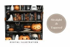 Halloween Pumpkins Tumbler Wrap, Black Cat Tumbler PNG Product Image 3