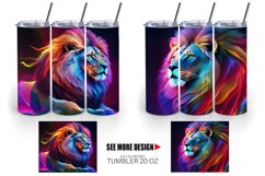 3D Neon Lion | Tumbler Sublimation Wrap Product Image 3