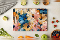 Abstract Oil Paint Flowers Cutting Boards sublimation Design Product Image 3