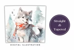 Christmas Tumbler Wrap, Watercolor Baby Wolf Sublimation Product Image 3