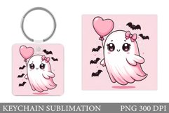 Cute Ghost Keychain Design. Cute Ghost Sublimation Product Image 1