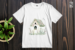 Floral Garden Birdhouse Clipart Sublimation PNG Product Image 3