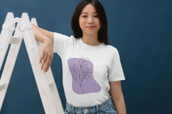 Minimal Purple Leaf Line Art Embroidery Design Product Image 3